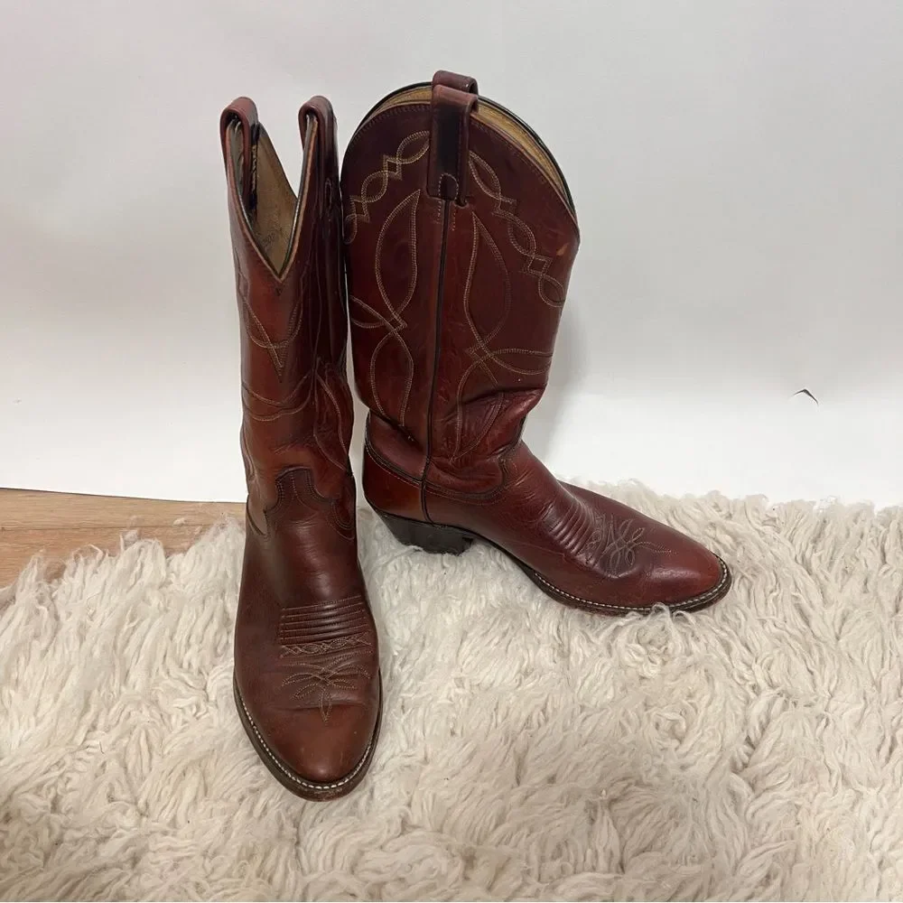 Dan Post Leather Stitched Cowboy Western Boots